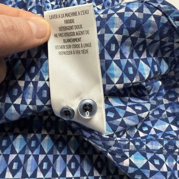 Robert Graham Men's Size L Large Octavian Button up Shirt Flip Cuffs Navy Blue - Picture 12 of 13